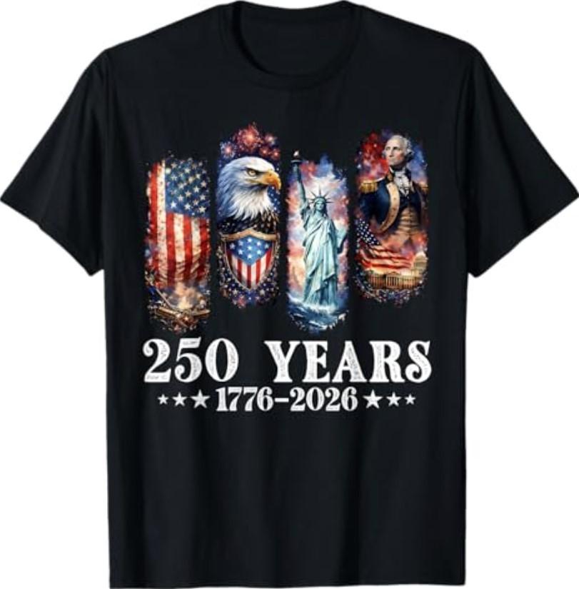 USA 250 America Years of Freedom 1776 2026 250th Anniversary T-Shirt