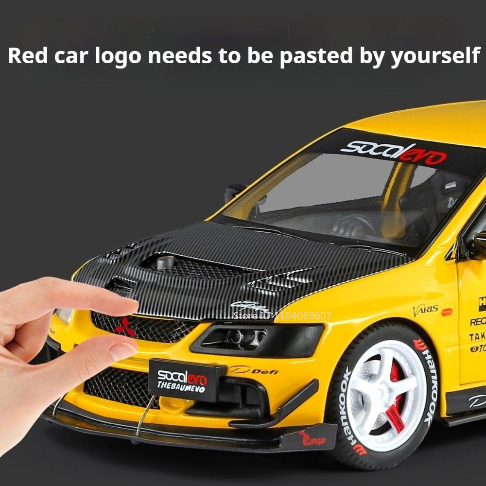 1:24 Lancer Evolution IX M3 Toy Sports Car Model Toy Sound Light Pull Back Doors Opened Supercar Models Presents for Kids