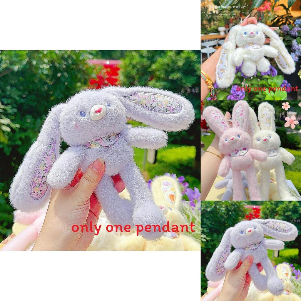 Soft Rabbit Plush Pendant With Floral Style For Style Bag Decorations