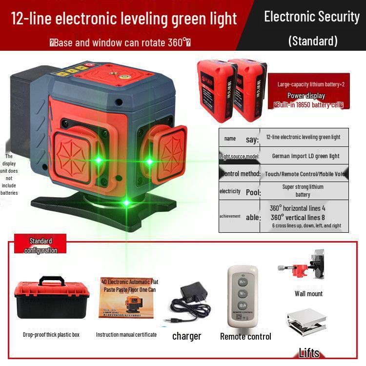Anping Super Bright Infrared Green Laser Level: High Precision, Automatic Leveling with 8/12/16 Lines