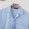 INCERUN Elegant Men Shirts Long Sleeve Button Up Casual Oversized Tops