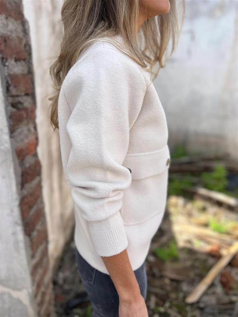 Women's Autumn/Winter Casual Solid Color Crew Neck Zip Pocket Jacket