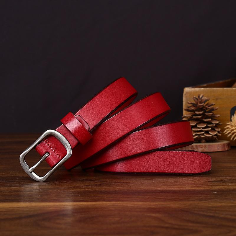 2.3Cm Wide Retro Casual Leather First Layer Cowhide Belt Women'S Fashion Simple Versatile Jeans Belt Women'S