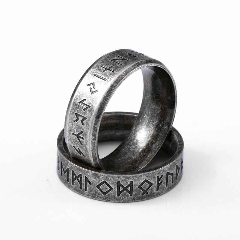 Men's Retro Rune Ring, Punk Style Trendy Design, Retro Ancient Ring Style, Party Jewelry Gift Collection