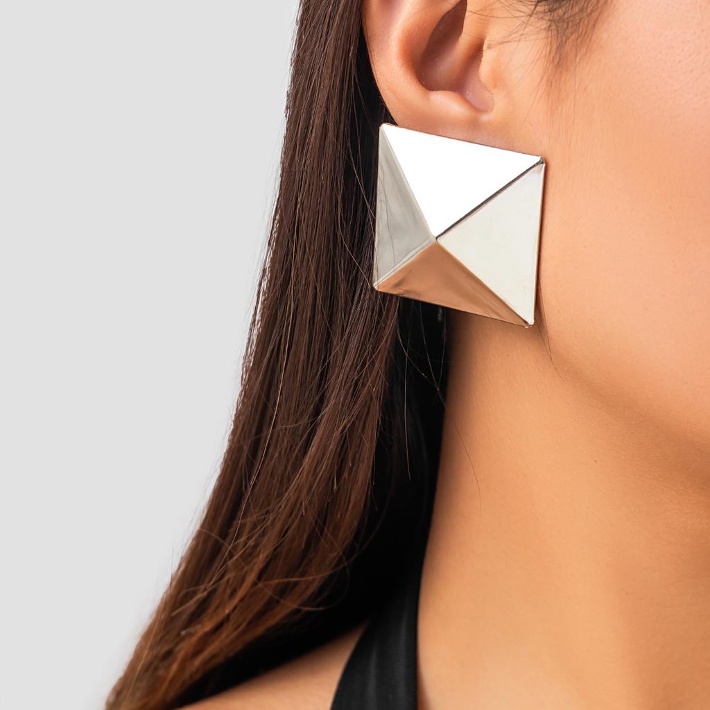 IngeSight.Z Creative Gold Color 3D Geometric Stud Earrings for Women Men Vintage Wedding Party Jewelry 2025 Valentine Day Gift