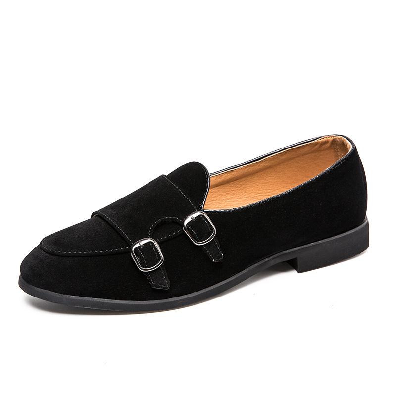 Men's Loafers, Suede Leather Pointed Casual Shoes, Four-season Solid Color Men's Leather Shoes, Foot Cover, Driving Lazy Shoes