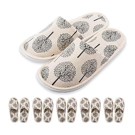 [CQQDOQ] Slippers, Disposable Indoor Slippers, for Guests, 28cm, Cotton Linen, Lightweight, Thick Sole, Printed Slippers, Anti-Slip, For Beauty