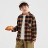 Boys' Warm Orange Plaid Cotton Long Sleeve Shirt Jacket