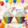 2Pcs Happy Birthday Rainbow Paper Cup Cake Shaped Aluminum Foil Balloon Birthday Party Decoration