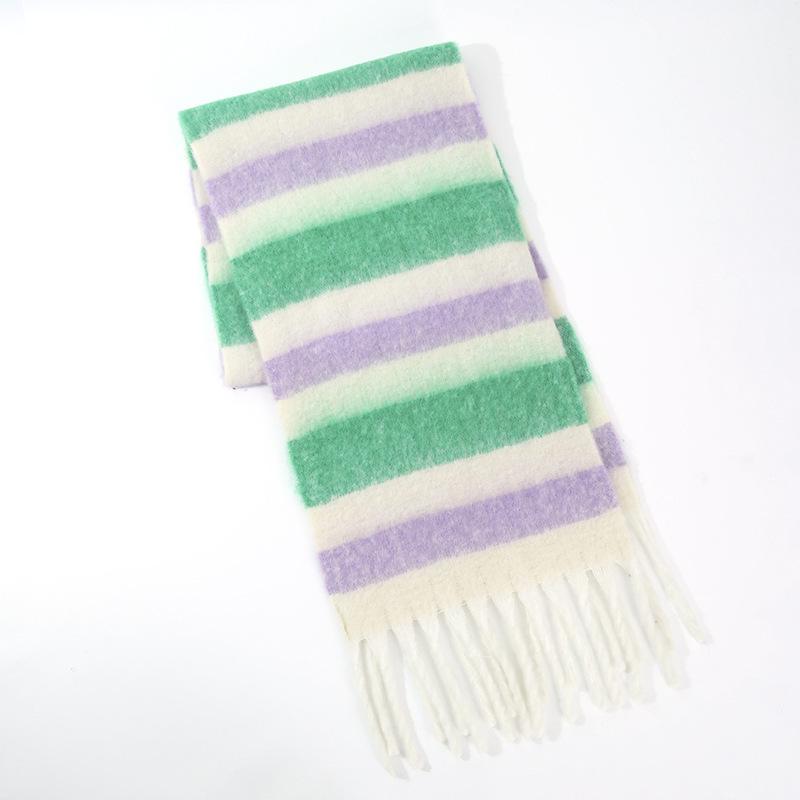 Men's and Women's Thick Woolen Scarf: Solid Color Knitted, Warm, Tassel-Edged, Imitation Cashmere for Winter