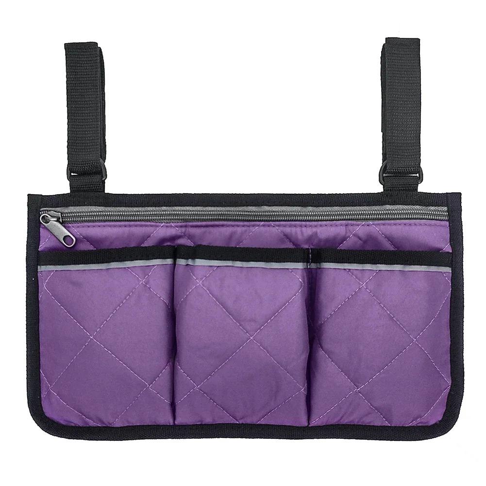 Wheelchair Side Storage Bag Cycling Pockets Stroller Bag for Sundries Wallet Snacks Storage Use with Reflective Strip