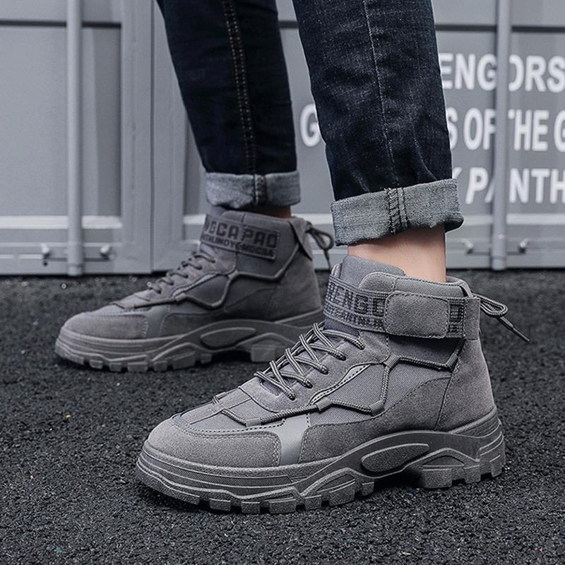 Men Combat Boots Men Thick Sole Ankle Boots Outdoor Hiking Shoes Light Non-slip Men Desert Working Footwear