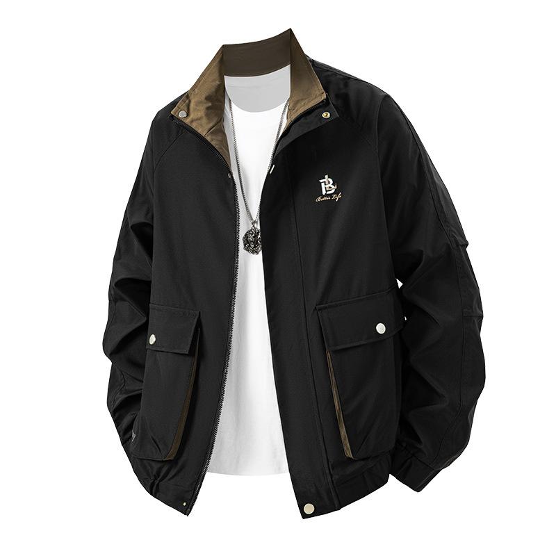 Autumn and winter new tooling jacket men's trendy coat versatile loose stand-up collar top coat