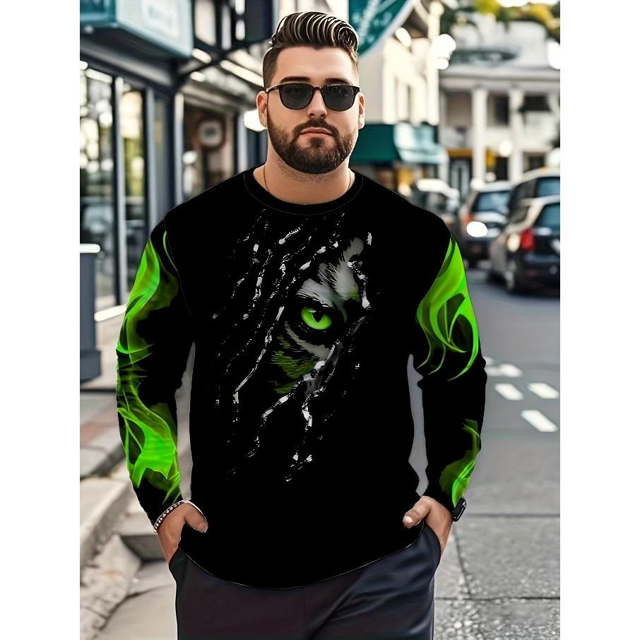 

женская футболка с круглым вырезом, длинным рукавом и 3D-принтом 5XL