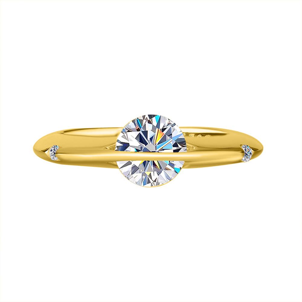 1Carat Moissanite Solitaire Engagement Ring for Women   CopperSpinning Planet Design Ring Wedding Bands Jewelry Gift