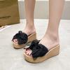 Fashion Women Wedge Slippers New Summer Beach Shoes Platform Appliques Butterfly-Knot Female High Heel Sandals Outdoor Clog Slides