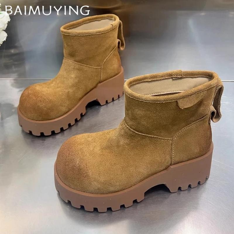 Leopard Snow Ankle Boots Women Platform Suede Warm Shoes Woman 2025 Trend Winter Brand Short Plush Motorcycle Botas De Mujer