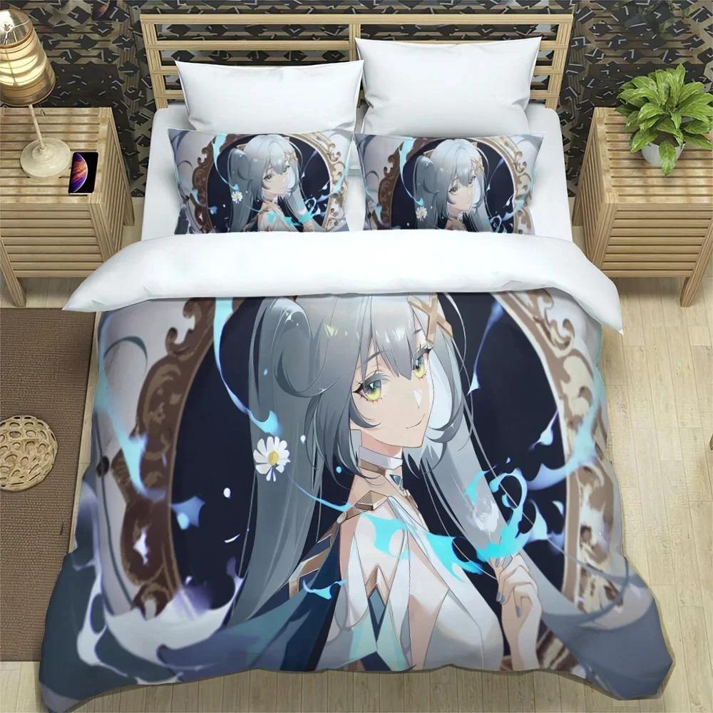 Anime Genshin Impact Bedding Set Boys Girls Twin Queen Size Duvet Cover Pillowcase Bed Kids Adult Fashion Home Textileextile New
