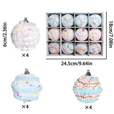 Festive Christmas Tree Ball Ornament Set 236 Inch 12 Pieces Macaron Painted Foam Balls with Glitter for Seasonal Use