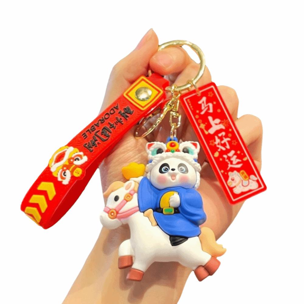 Chinese Style Panda Keychain Pendant Traditional Cartoon Horse Bag Pendant Pony Pendant Gift
