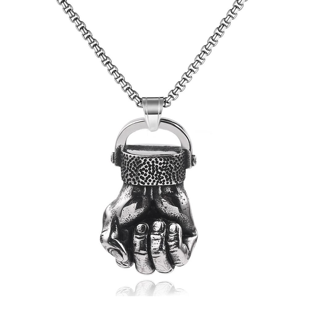 Personality Fashion Stainless Steel Fist Pendant Necklace Sports Titanium Steel Fist Pendant Necklace