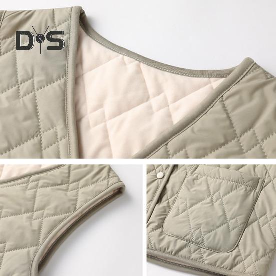 Women Fall Winter Waistcoat Sleeveless V Neck Single Breasted Thick Padded Warm Solid Color Casual Windproof Soft Lady Vest Coat