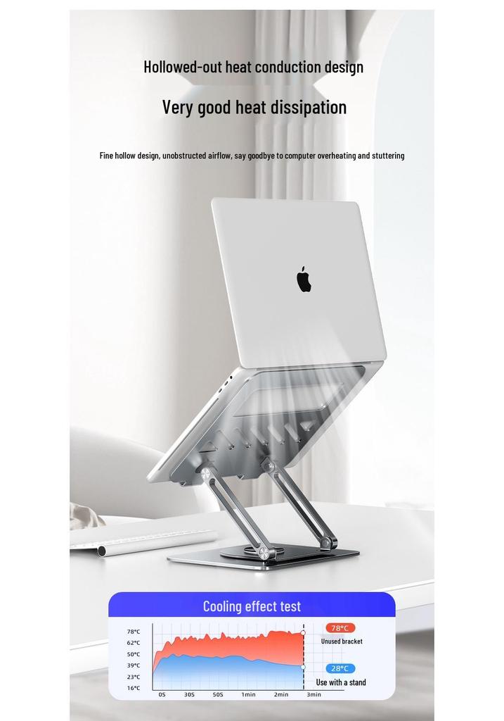 360° Rotating Foldable Laptop Stand - Portable Metal Desktop Riser with Cooling Feature