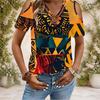 Damen Übergröße Schlüsselloch Ringhals Kalte Schulter Kurzarm Tintenspritzer Druck T-Shirt