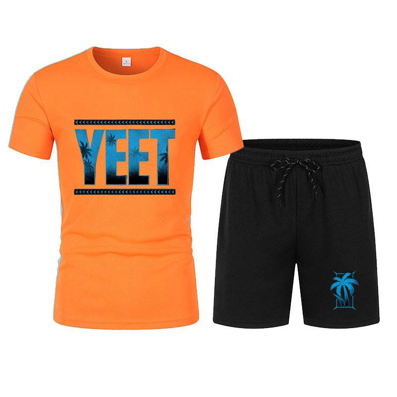 New Men's Black Jey Uso Yeet T-Shirt Shorts Set Summer Short Sleeve Men Overiszed Suits New Causal Clothing Sets