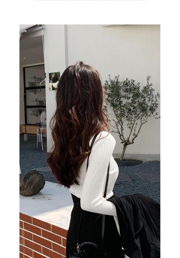 Solid Color V-Neck Long Sleeve Knit Sweater Top for Women, Spring 2025 Slim Fit