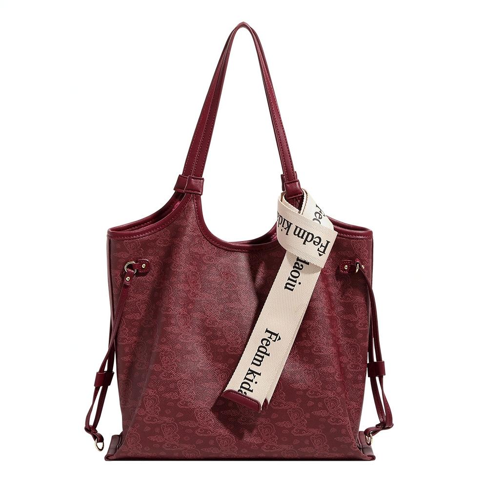 

New PAYOT Synthetic Leather Vermilion Tote Bag, Shoulder Bag Regular Women s Burgundy PYNLF7708 34.0*10.9*30.0CM