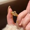 Light Luxury Purple Dazzling Rings for Women Inlaid Amethyst Exquisite Retro Palace Style Texture Ring Fine Zircon