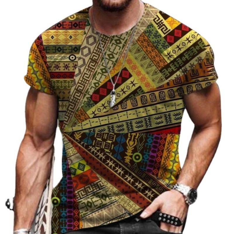 Sommermode Retro Bedrucktes Herren Bequemes Lockeres Tägliches Rundhals Kurzarm T-Shirt