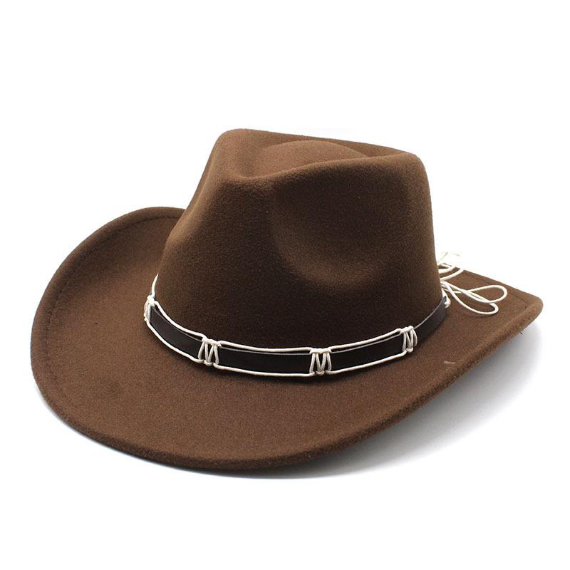 Ethnic Woolen Hat Men'S And Women'S Couple Hats Woolen Western Cowboy Top Hat
