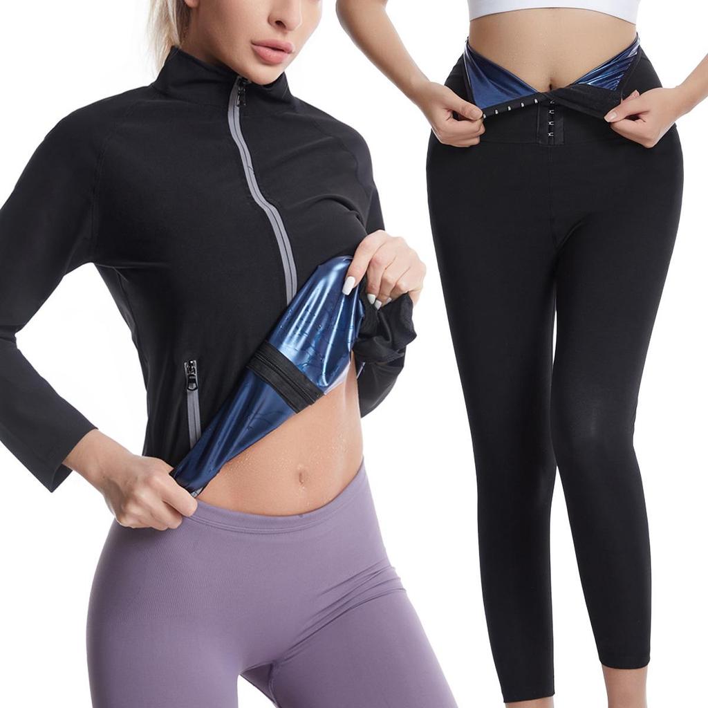 Women's Sauna Sweat Suit - Running, Fitness, Tummy Control with Pocket for Body Sculpting