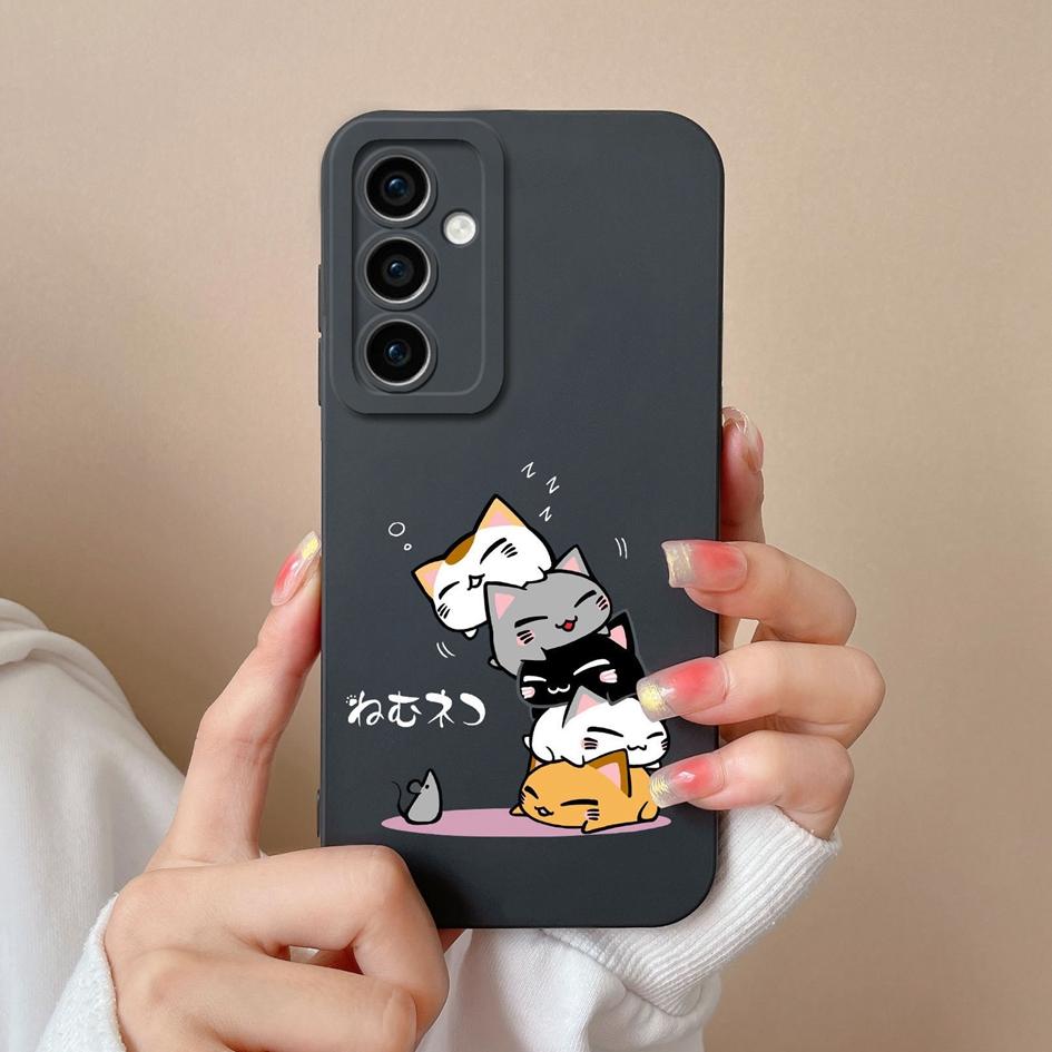 Liquid Silicone For Samsung Galaxy F15 A55 S24 Ultra A15 S24+ M15 Phone Cases Lovely Cat High Quality Camera Protection Luxury Back Covers For Galaxy
