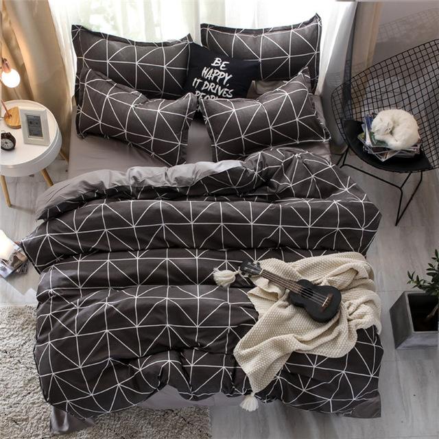 57 3/4pcs Pinkheart Bedding Set Super King Size Bed Linens Reactive Printing Duvet Cover Set Brief Style Home Bed Set Flat Sheet