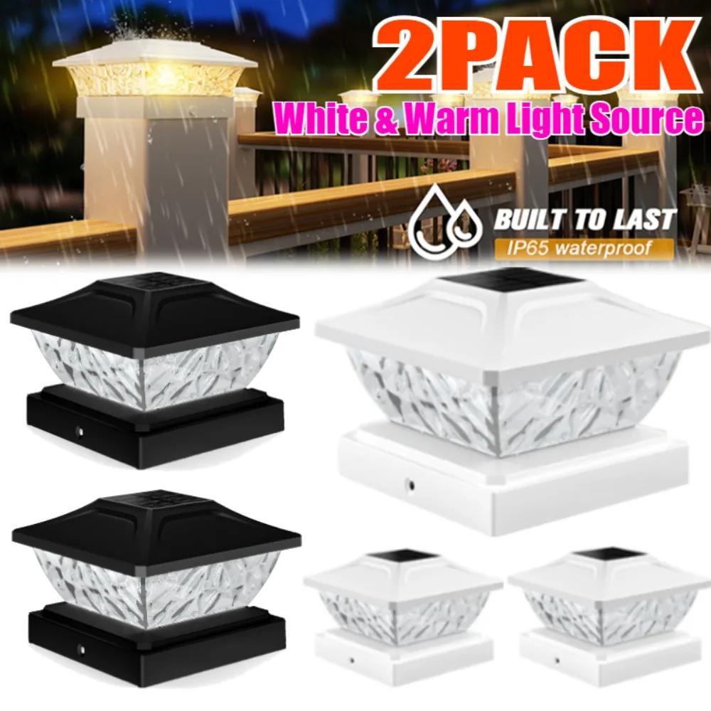 

6/4/2/1Pcs Solar Powered LED Square Fence Light White/Warm Lamp Villa Column Lamp Fence Gate Pillar Head Led Lamp House Garden Decoration White-1PC