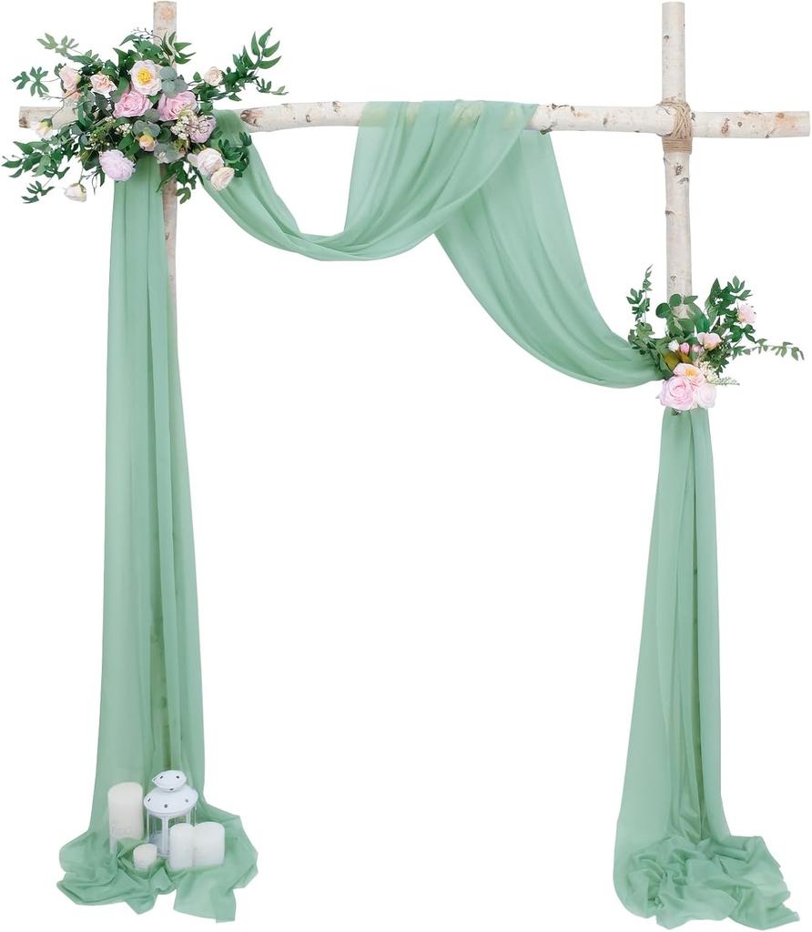 Wedding Arch Draping Fabric, 1 Panel 6/10M Champagne Sheer Backdrop Curtain Wedding Arch Decorations for Wedding Party Ceiling