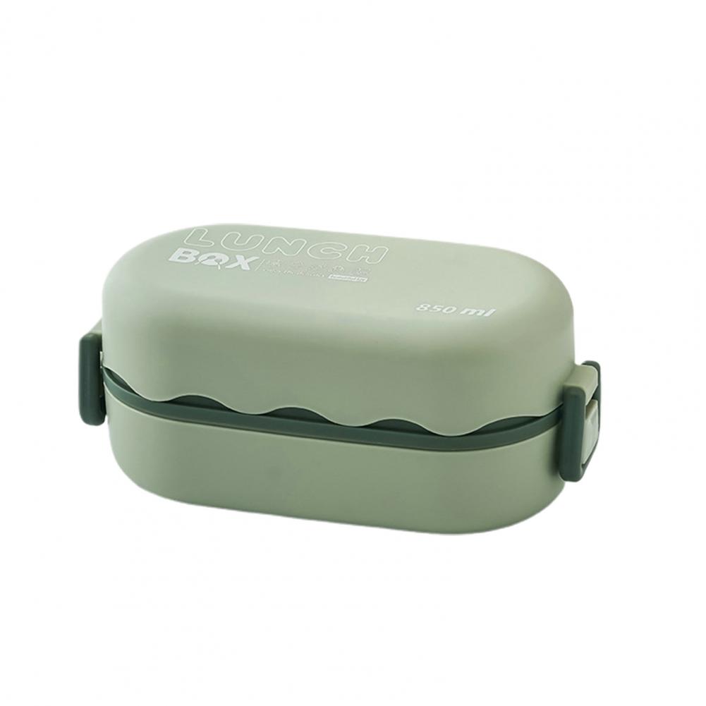 850ML Portable Double-layer Lunch Box Microwavable Bento Box with Tableware Sealed Leak-proof Food Storage Container