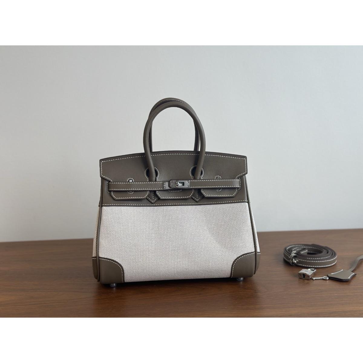 Kazilan 25 platinum swift leather with cloth large capacity bag new trendy handbag travel sail leather women s bag 25cm