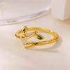 Green Leaf Rings For Women 18K Gold Plated Stainless Steel Leaf Opening Ring Weeding Christmas Jewelry Gift