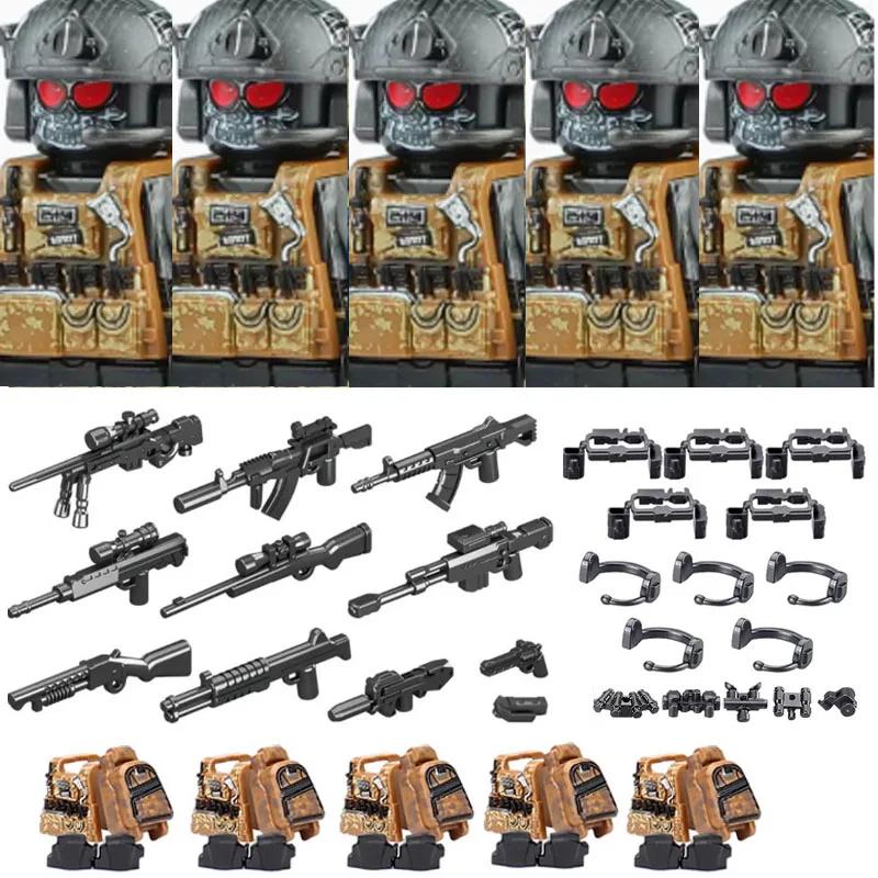 Askeri Ordu Figürleri Yapı Taşları SWAT Hayalet Komando Özel Kuvvetler Askeri Silahlar Silah Şapka Kalkan Kemer AK Mini Tuğlalar Oyuncak