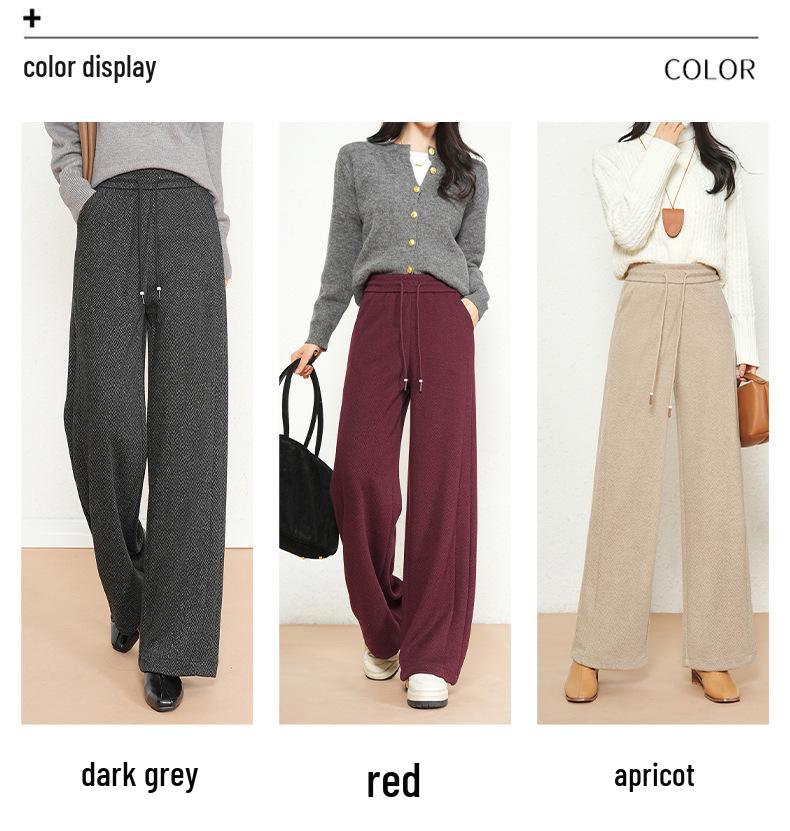 Women's Wide-Leg Winter Sweatpants with Drawstring Waist - Casual European & American Style.
