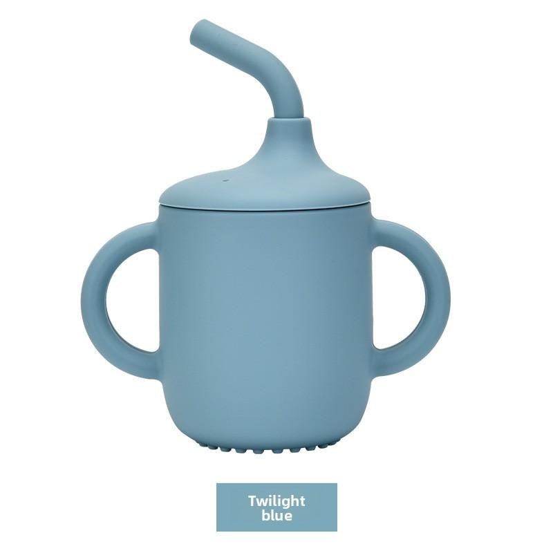 

Детская обучающая поилка с крышкой и ручкой, непроливайка, детская кружка-поильник с трубочкой Twilight Blue