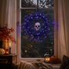 Lighted Halloween Wreath with 50 LED Lights for Porch Outdoor Party Decoration