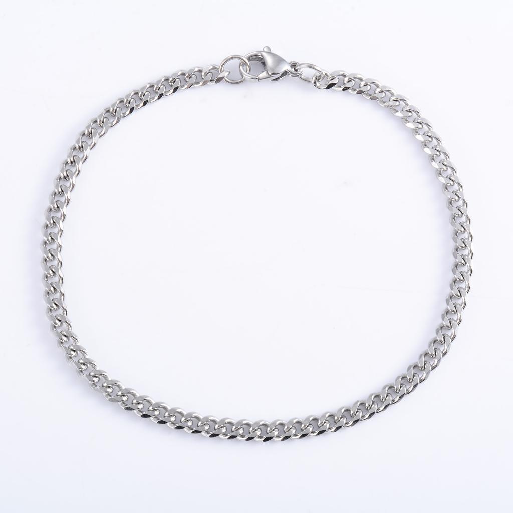 Men's Chunky Stainless Steel Miami Cuban Chain Bracelet Punk Wristband Silver Color Bangle Jewelry Accessory for Foot Hand Chain