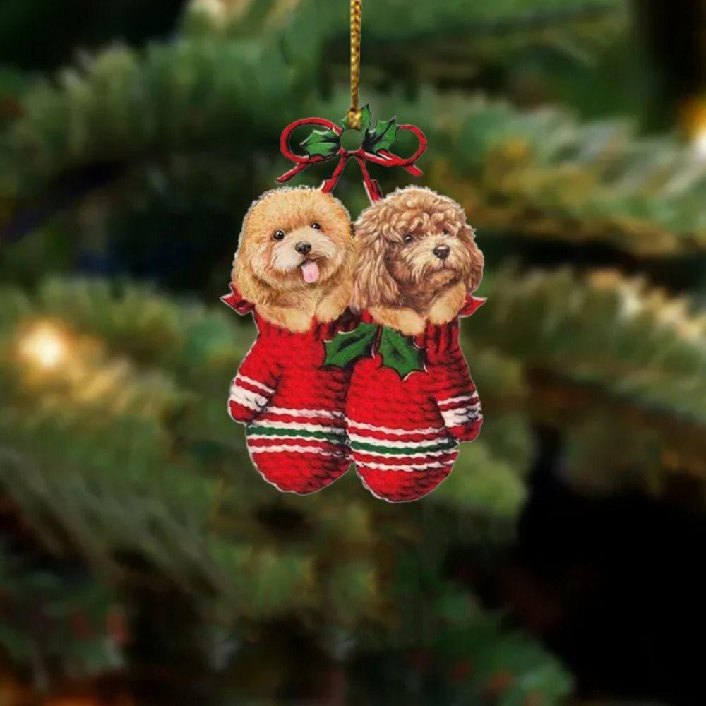 Decorative Christmas Tree Dog Hanging Pendant 2D Christmas Dog Car Pendant  Holiday Party