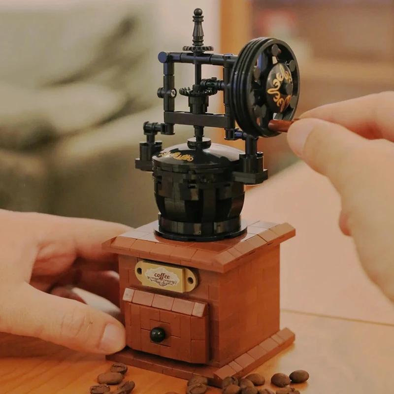 Č. 00984 Retro klasický ruční kávovar Zásuvka nápojového automatu DIY Mini bloky Cihly Stavebnice pro děti Bez krabice