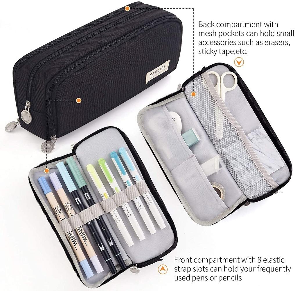 Kawaii Federmäppchen, großer Stauraum, 3 Fächer, beidseitig geöffnet, für Schüler, Schreibwaren, Schreibtisch-Organizer, Schulbedarf